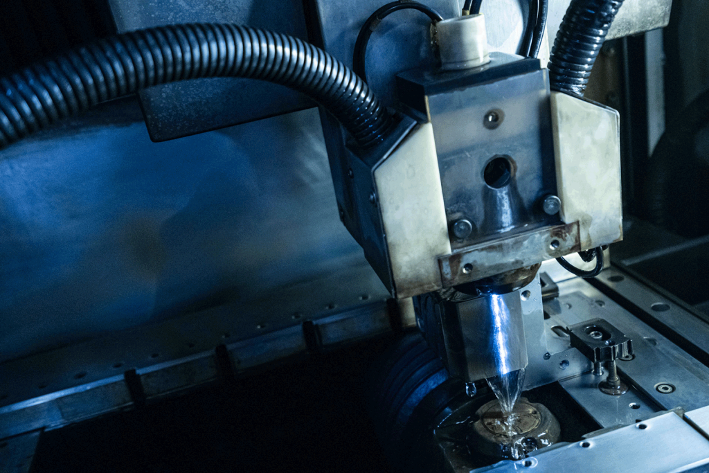 A CNC machine operating.